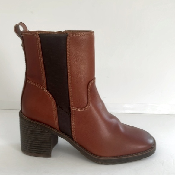 ZODIAC Claret Bootie Brown Ankle Chelsea Chunky Block Heel Boots Shoe Size 7 NEW - Picture 4 of 8